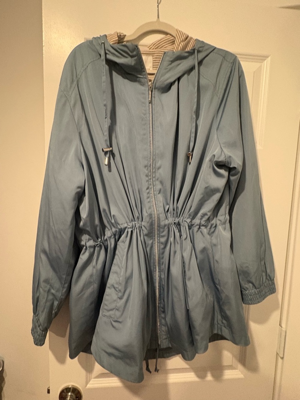 Weatherproof Light Blue Hooded Zip Jacket, size2x
